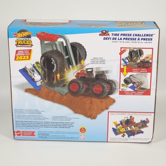Hot Wheels Monster Trucks Arena‎ Smashers Bone Shaker Tire Press Challenge NEW - Picture 5 of 10